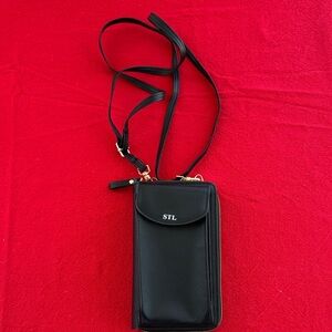Black Crossbody Clutch/Wallet with Crossbody Strap NWOT